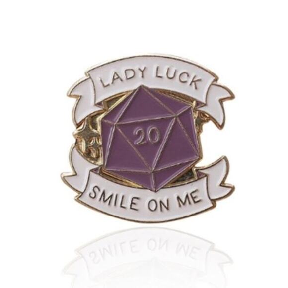 Dungeons & Dragons Lady Luck 20 Sided Dice Brooch - Picture 1 of 3